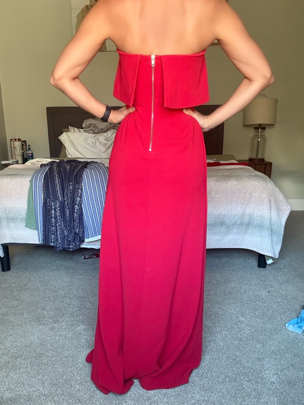 REVOLVE Strapless Red Floor-Length Gown